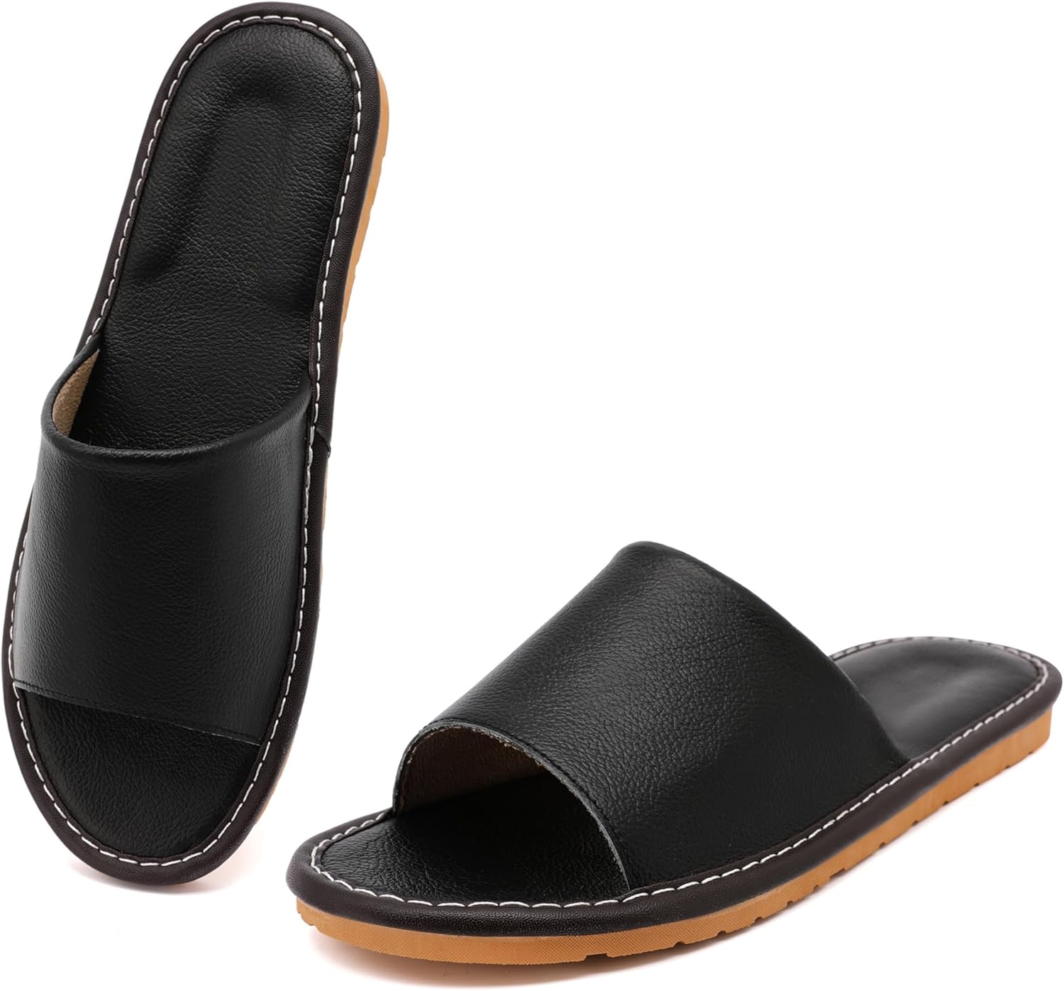 

Сандалии Kiemorgy для женщин и мужчин, шлепанцы из натуральной кожи, домашние тапочки для женщин, для дома и улицы, унисекс, мягкие плоские сандалии, черный