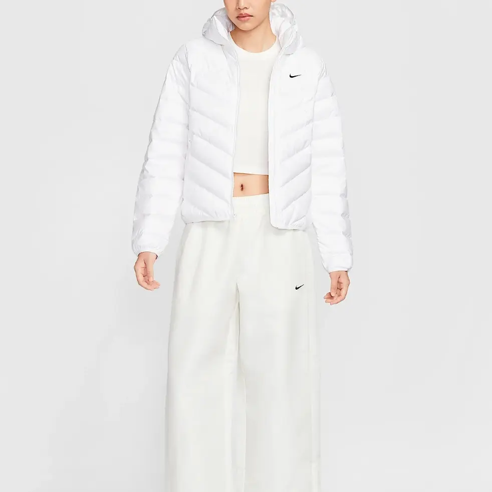 Куртка Therma FIT FW25 Sportswear Windpuffer WINDRUNNER Down женская Nike, белый/черный — фото 4