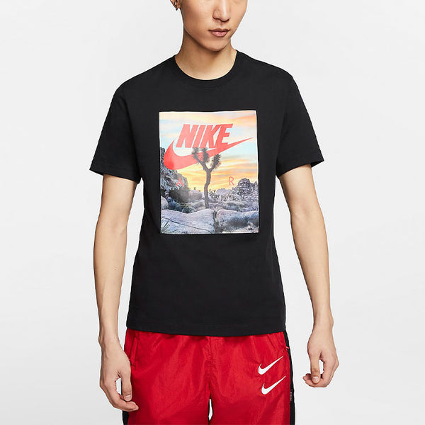 Футболка sportswear printing pattern round neck short sleeve black Nike, черный — фото 3