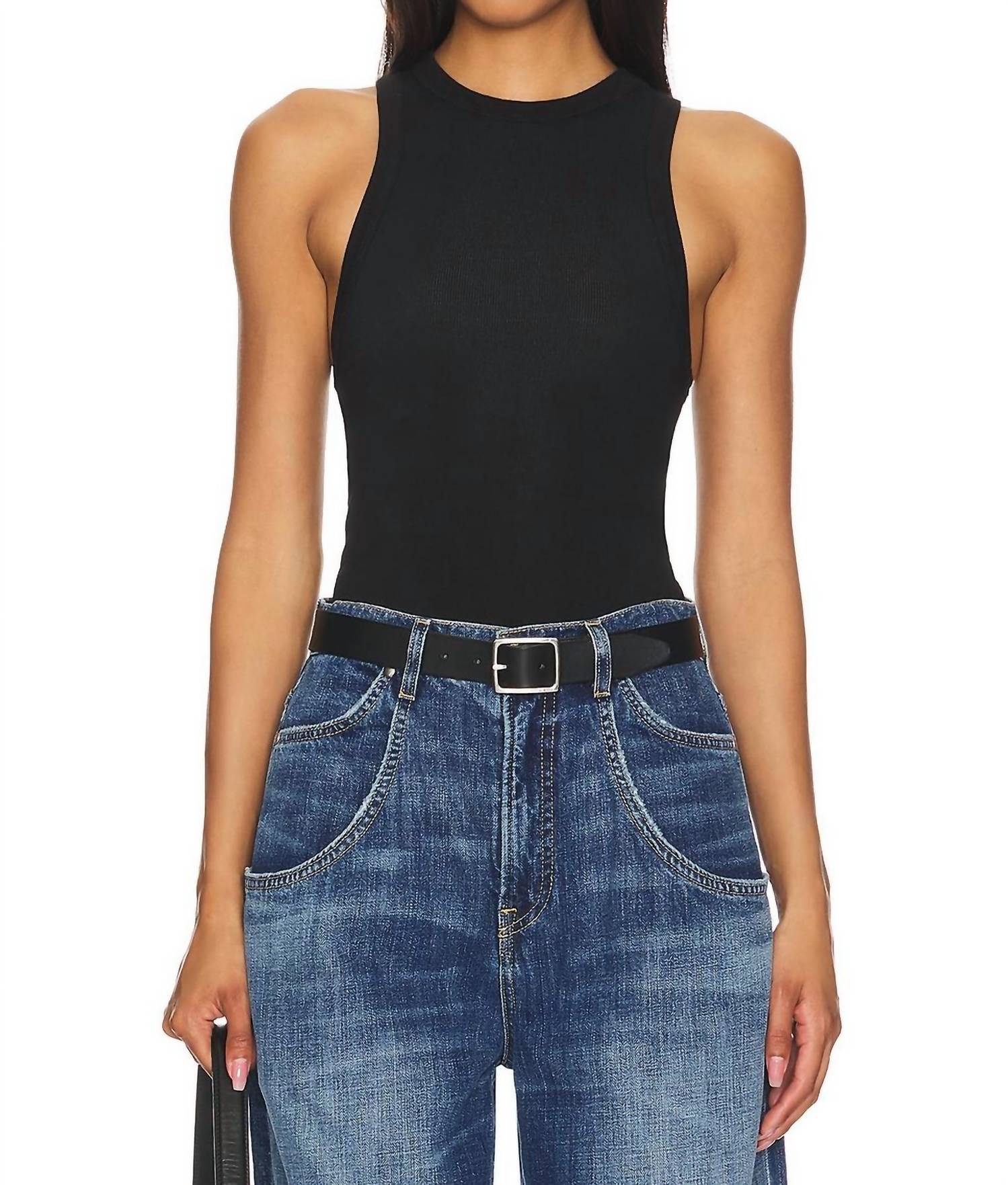

Топ Curve Rib Tank Top черного цвета EB Denim