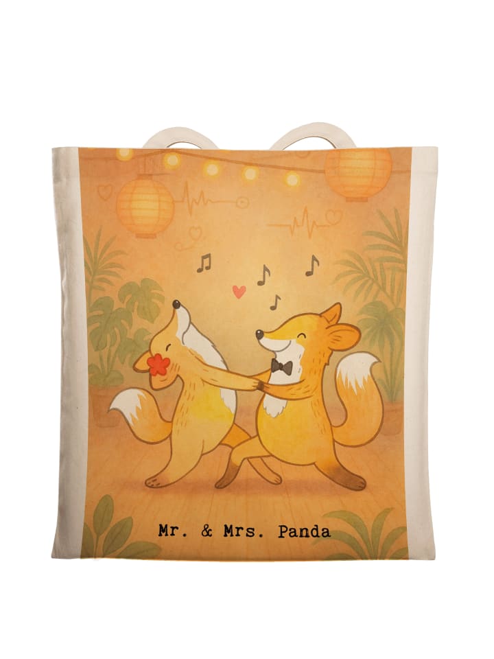 

Mr. & Mrs. Panda Сумка-шоппер с изображением лис, танцующих сальсу, без надписи, белого цвета