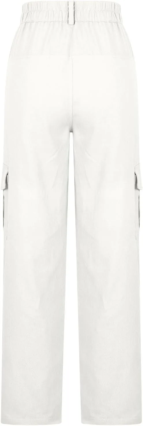 Высокие карго-штаны для женщин Casual Wide Leg с 6 карманами — фото 3