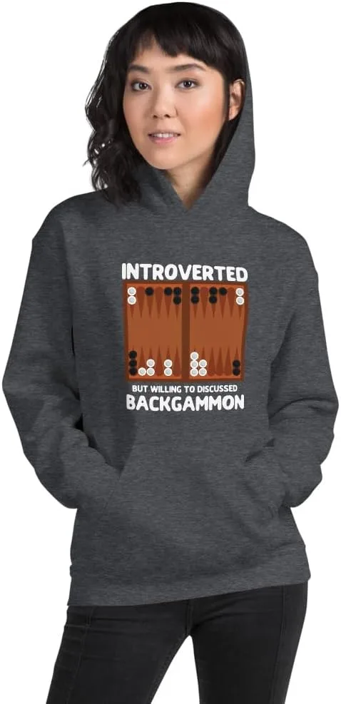 Худи Introverted willing to discuss backgammon | Унисекс худи Backgammon Generic, Dark Heather
