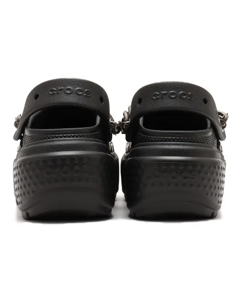 Унисекс сандалии Crocs Stomp Embellished Clog на платформе с бижутерией чёрные — фото 3
