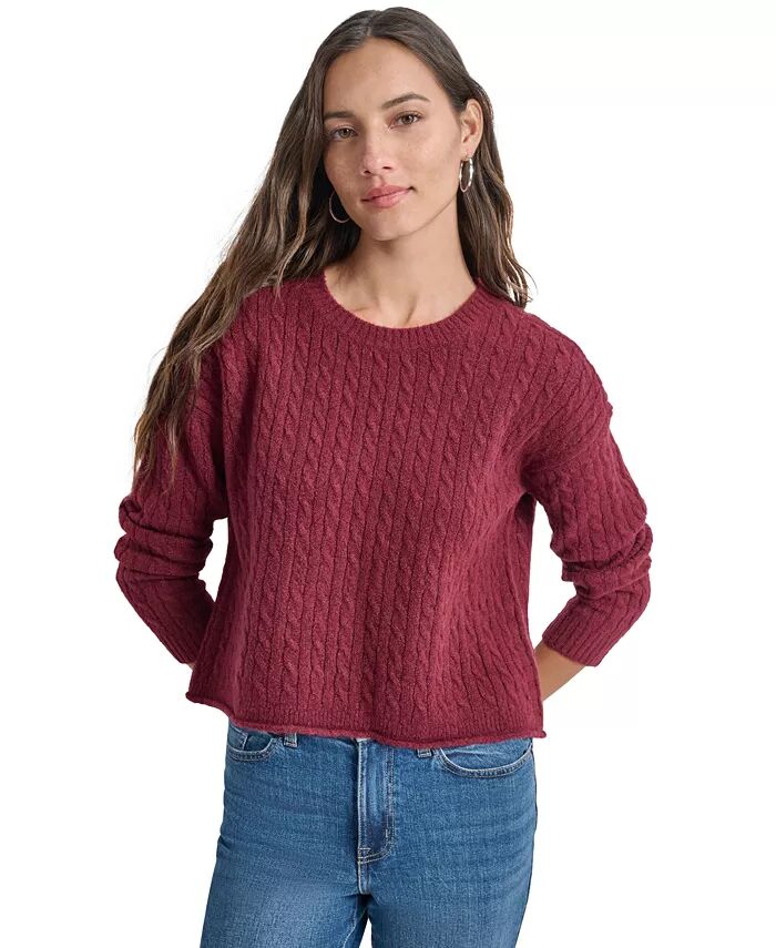 

Маленький свитер с круглым вырезом и косичной вязкой DKNY Jeans, красный