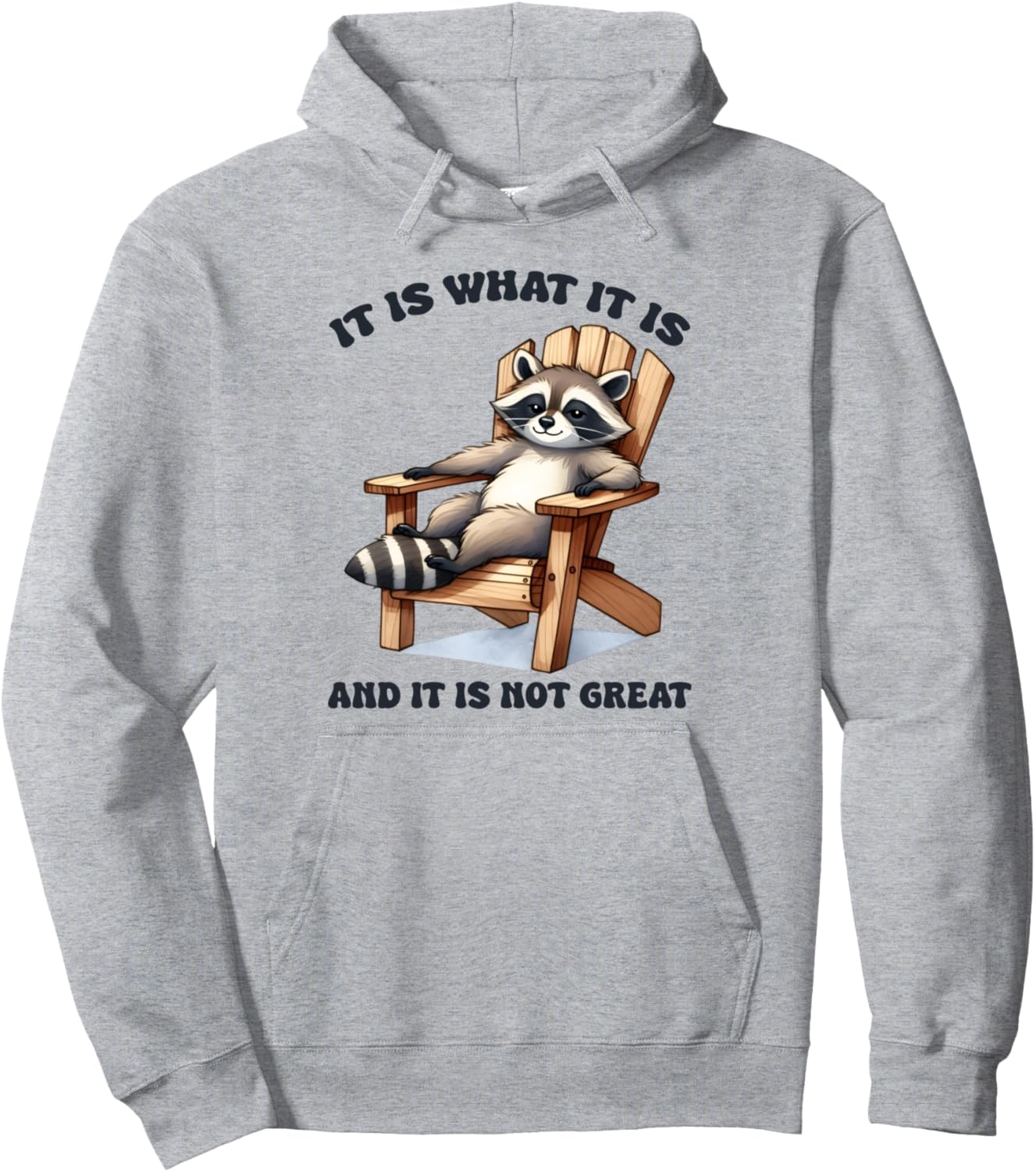 

Енот Саркастическая толстовка Что есть, то есть, и это не здорово Забавная толстовка с надписью Мусор Raccoon Tees Nyc, серый