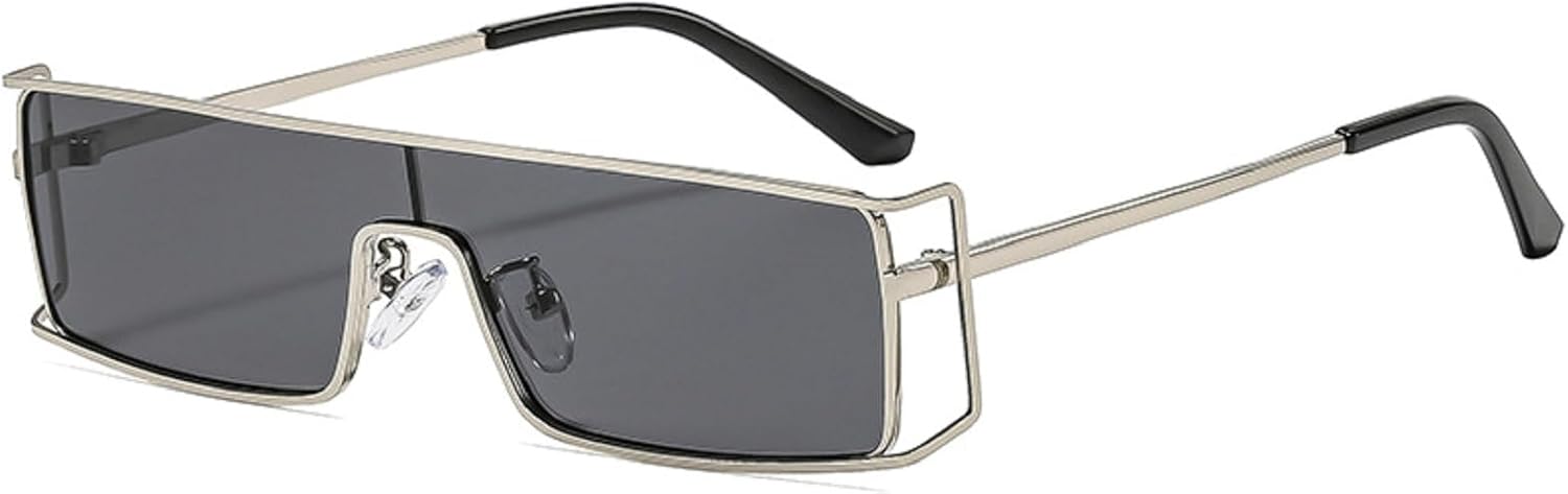 

Ретро женские солнцезащитные очки в маленькой металлической оправе, прямоугольной формы, модные солнцезащитные очки, трендовые мужские солнцезащитные очки UV400 mincl, Ssilver Black