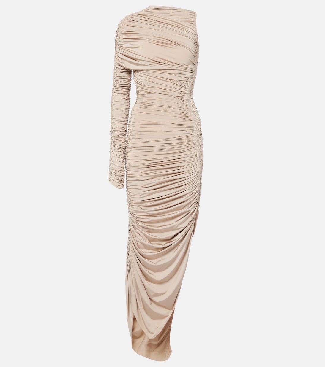 

Асимметричное платье макси с рюшами Mugler, Champagne