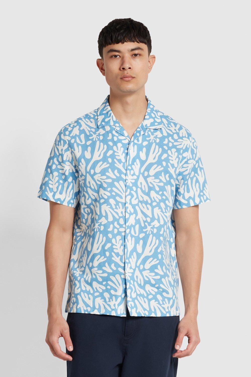 

Рубашка Revere с короткими рукавами Saunders синяя Debenhams, синий