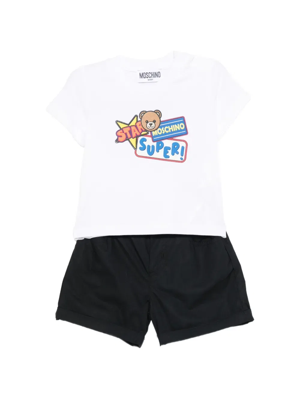 Комплект шорт с графическим изображением плюшевого мишки (два шт.) Moschino Kids, белый