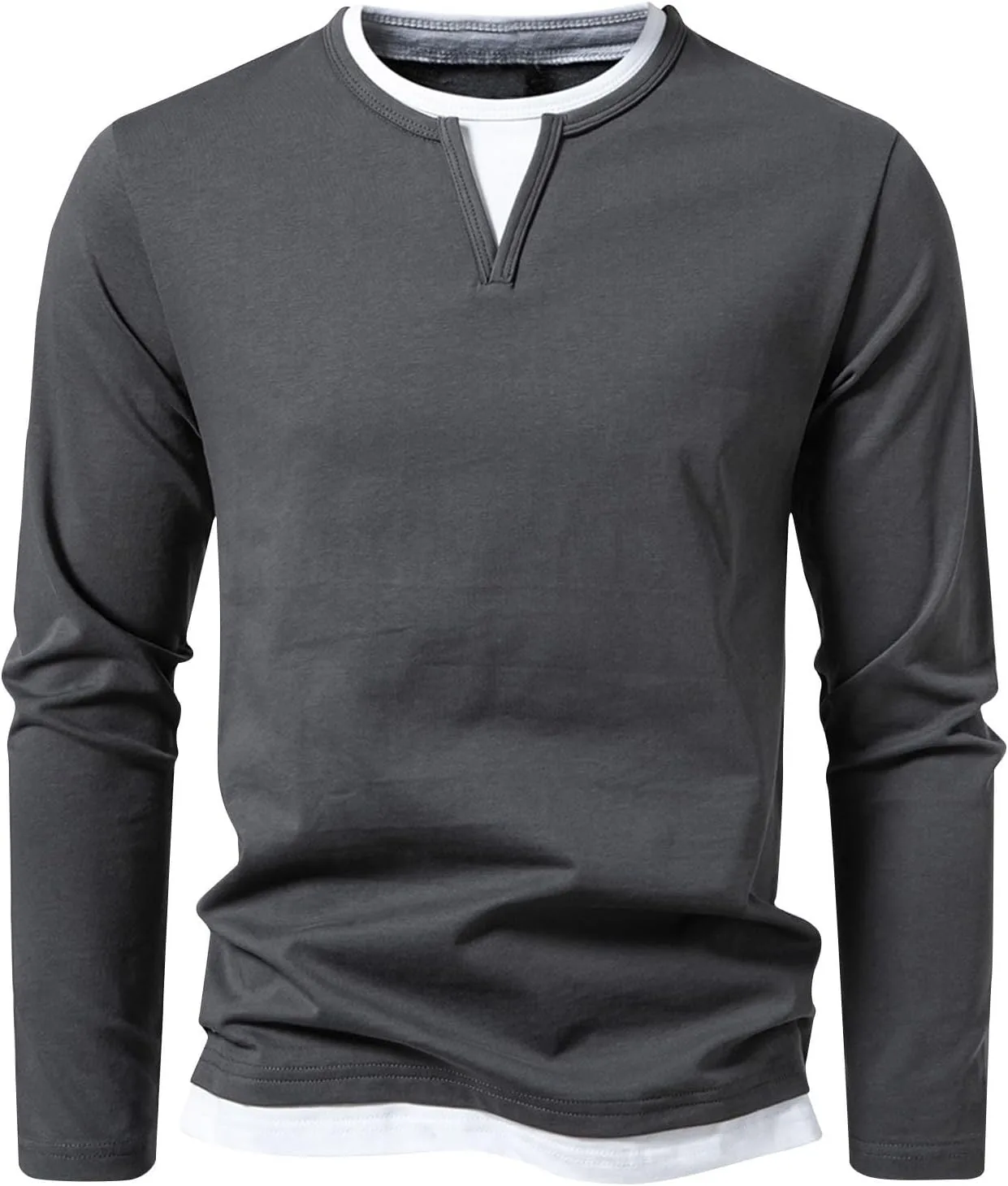 

Мужская 2 в 1 футболка-поло с длинным рукавом и круглым вырезом