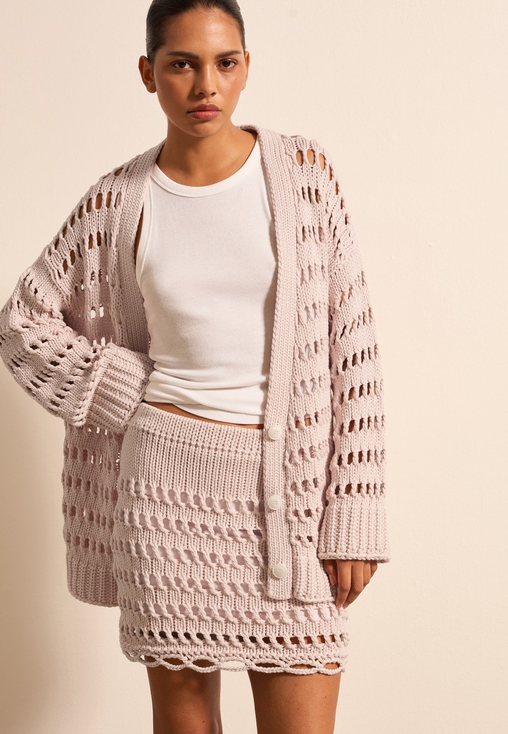 

Кардиган OPENWORK Stefanel, розовый