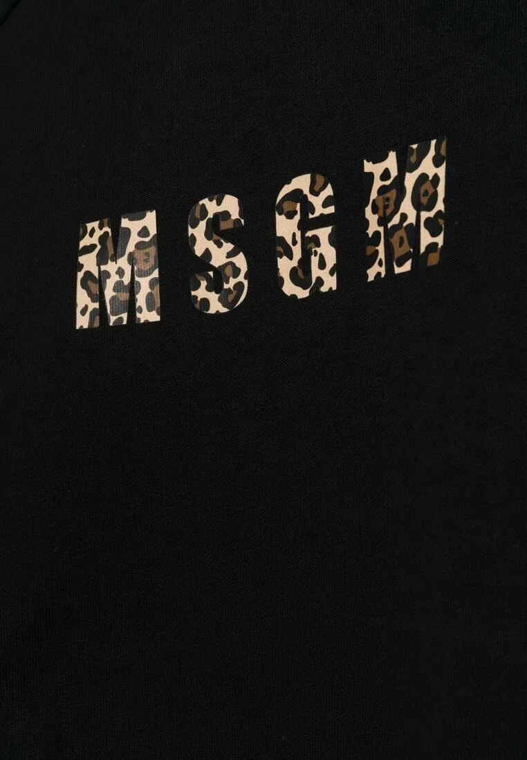 Свитшот хлопковый, Kids Msgm, черный — фото 2