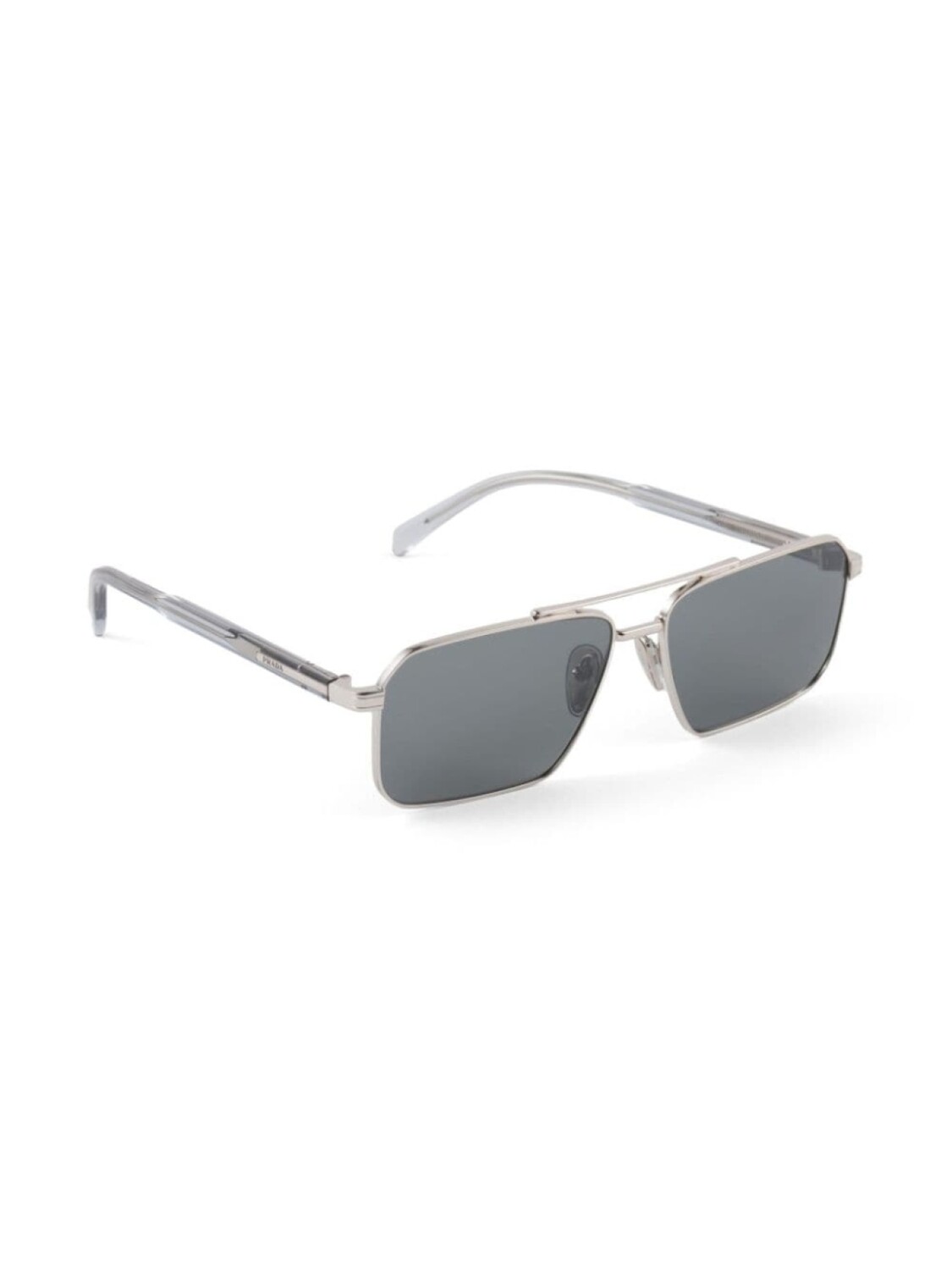 Prada Eyewear солнцезащитные очки с прямоугольной оправой и двойной перемычкой, серебристый — фото 4