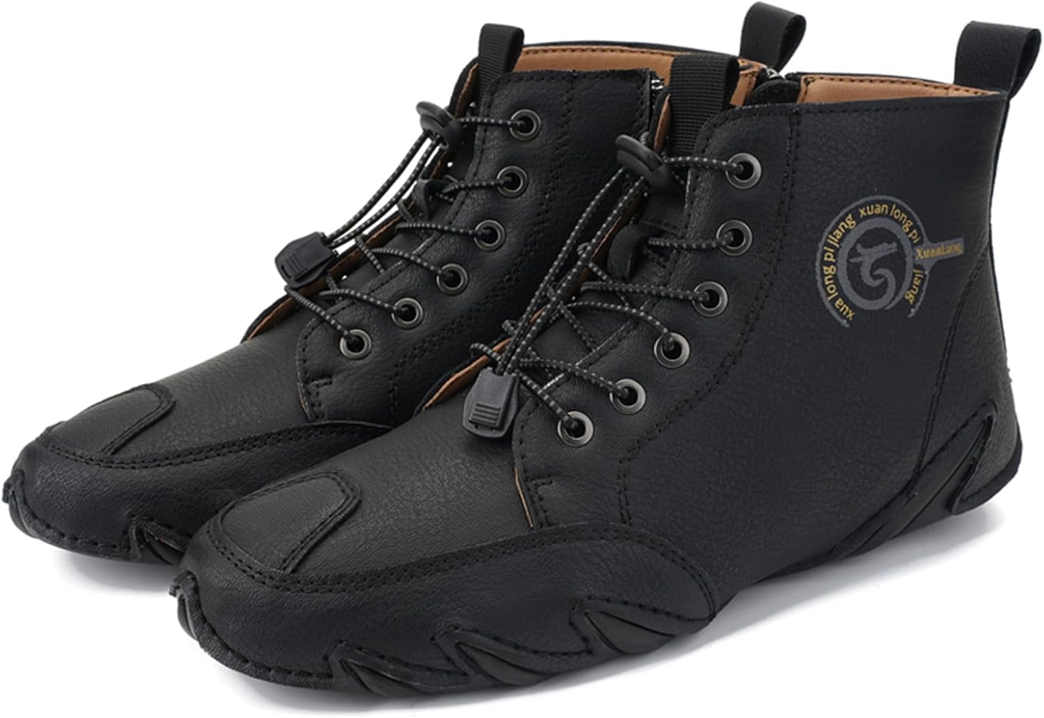 

Мужские модные кожаные кроссовки, ботинки челси на щиколотке, слипоны, легкие лоферы для прогулок и вождения Abborora, черный