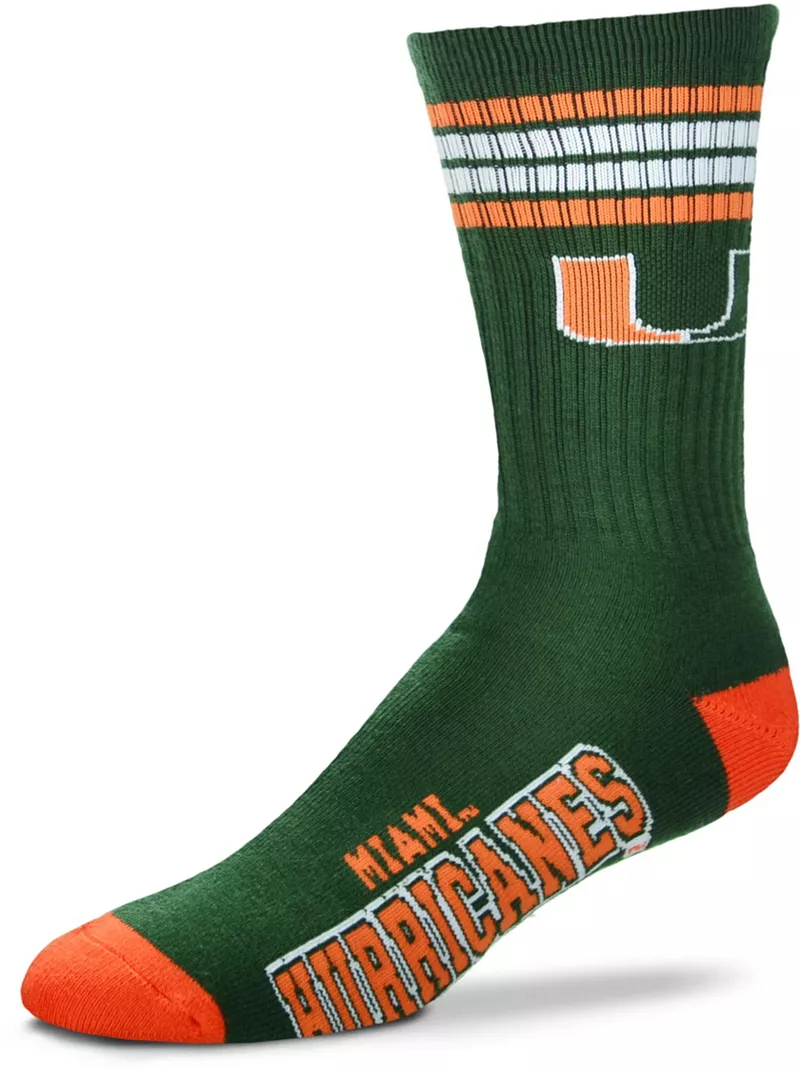 

Носки Deuce Crew с 4 полосками для босых ног Miami Hurricanes For Bare Feet