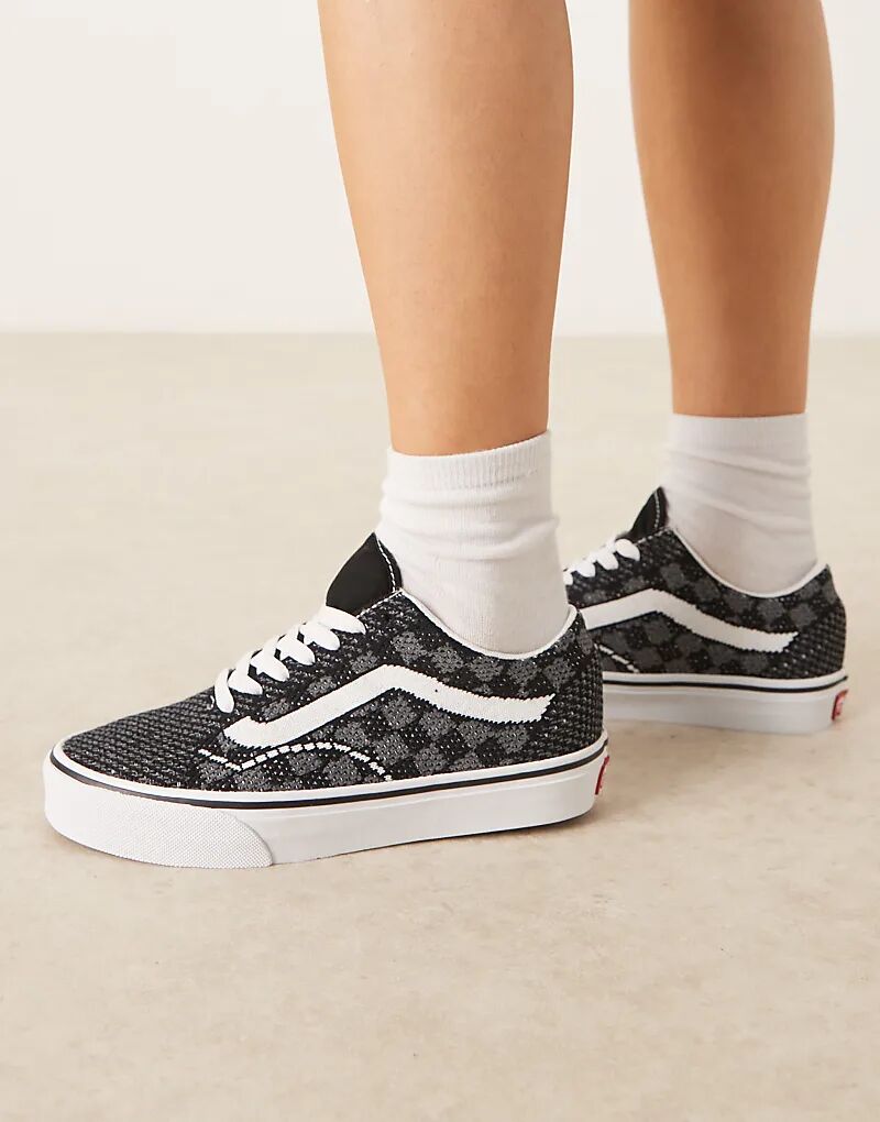 Кроссовки Vans Old Skool EK с вязаным верхом в черно-серую клетку