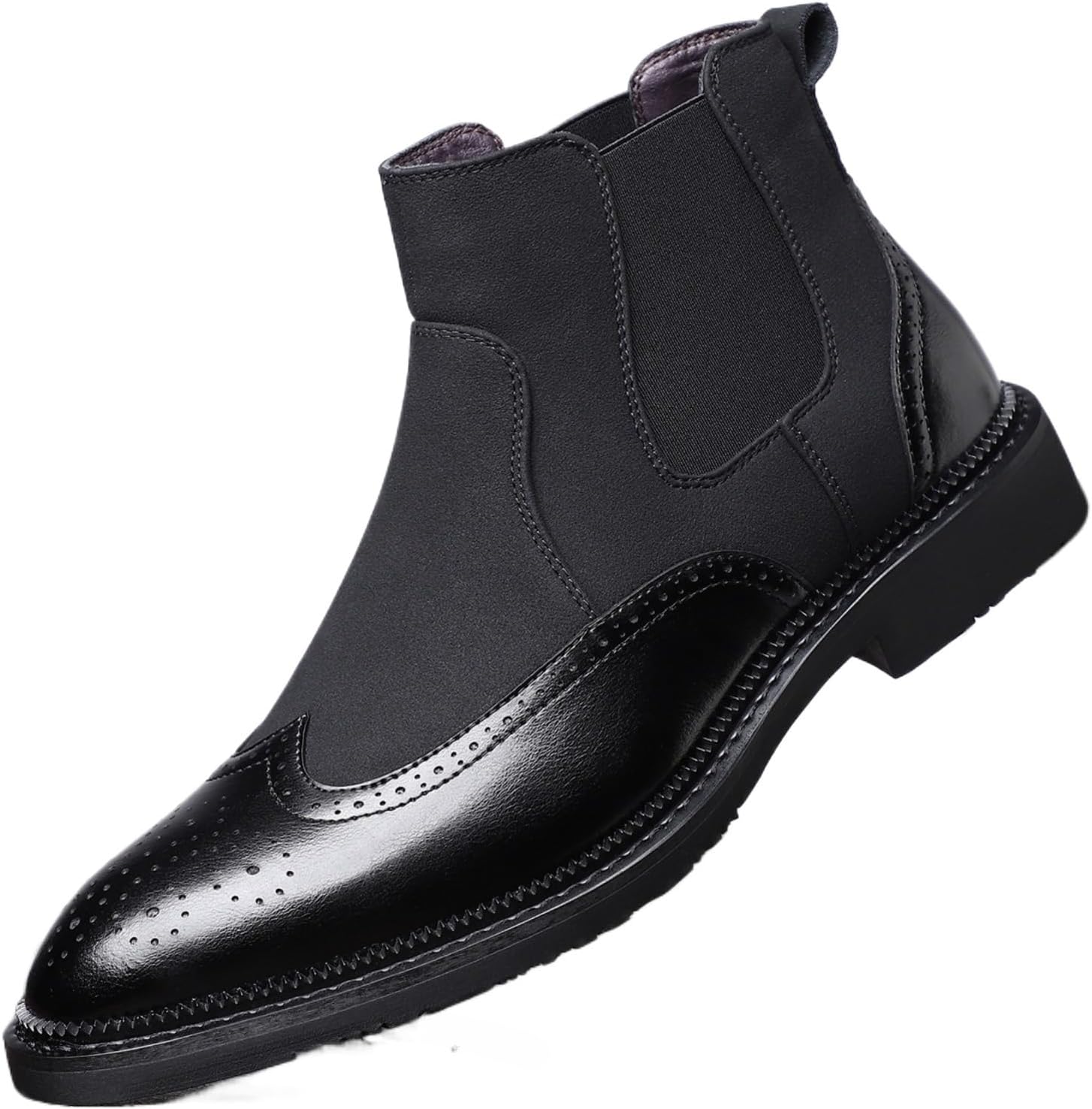 

Мужские ботинки с зауженным носком и эластичной вставкой, оксфорды на массивном каблуке, без застежки, для повседневной носки на улице Azttoztto, черный