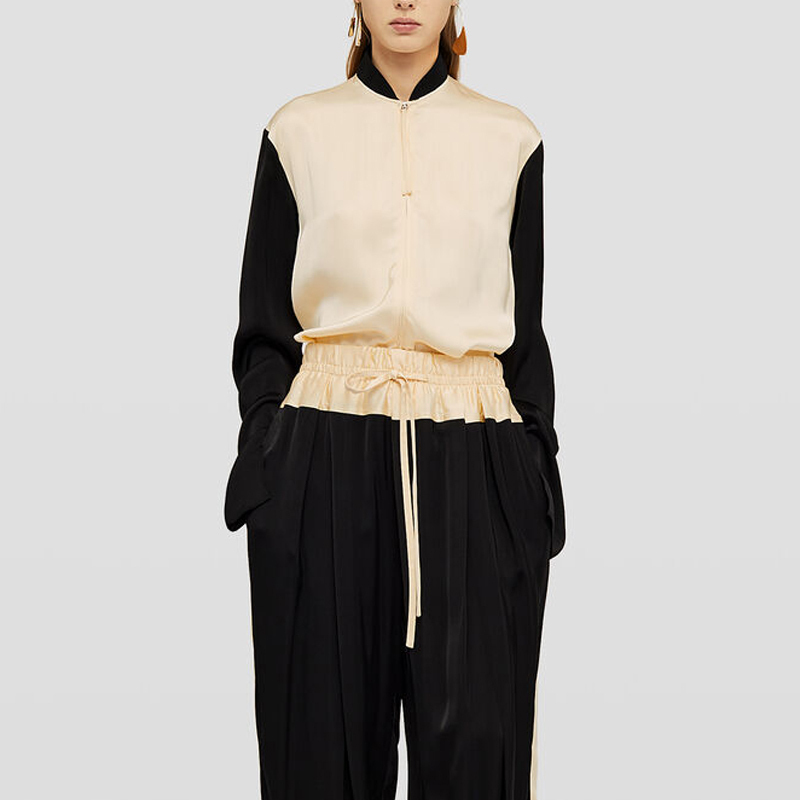 Панельная застегивающаяся на молнию атласная рубашка JIL SANDER, хаки — фото 4