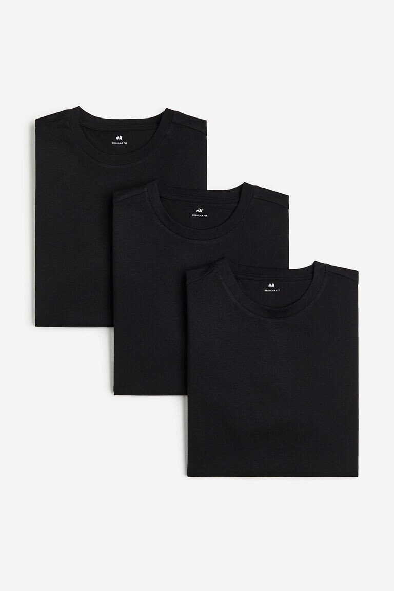

Комплект из трех футболок стандартного кроя H&M, черный