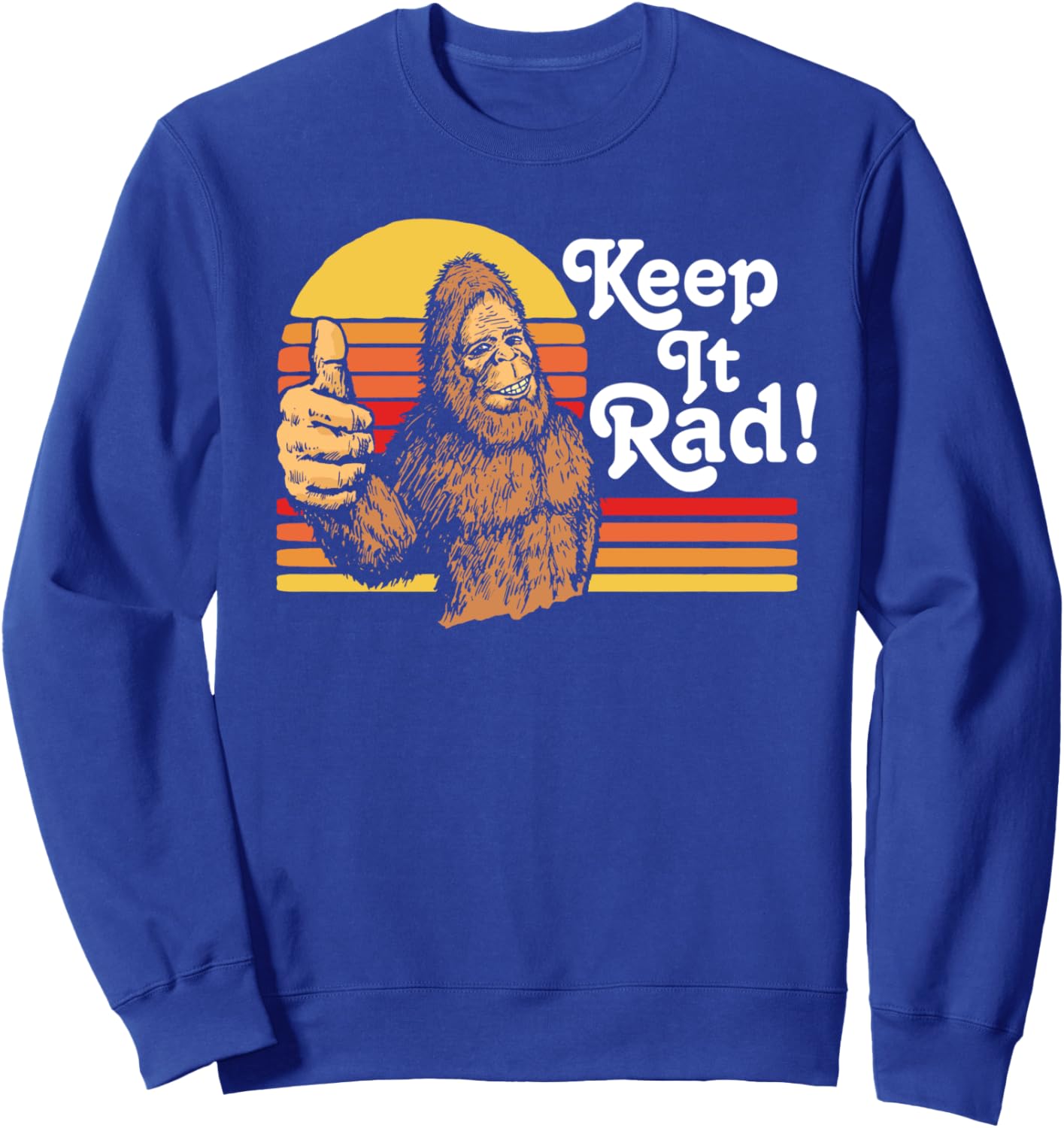 

Keep It Rad! Винтажная толстовка в стиле хипстер с изображением Бигфута и поднятым большим пальцем Giant Step Design Co., синий