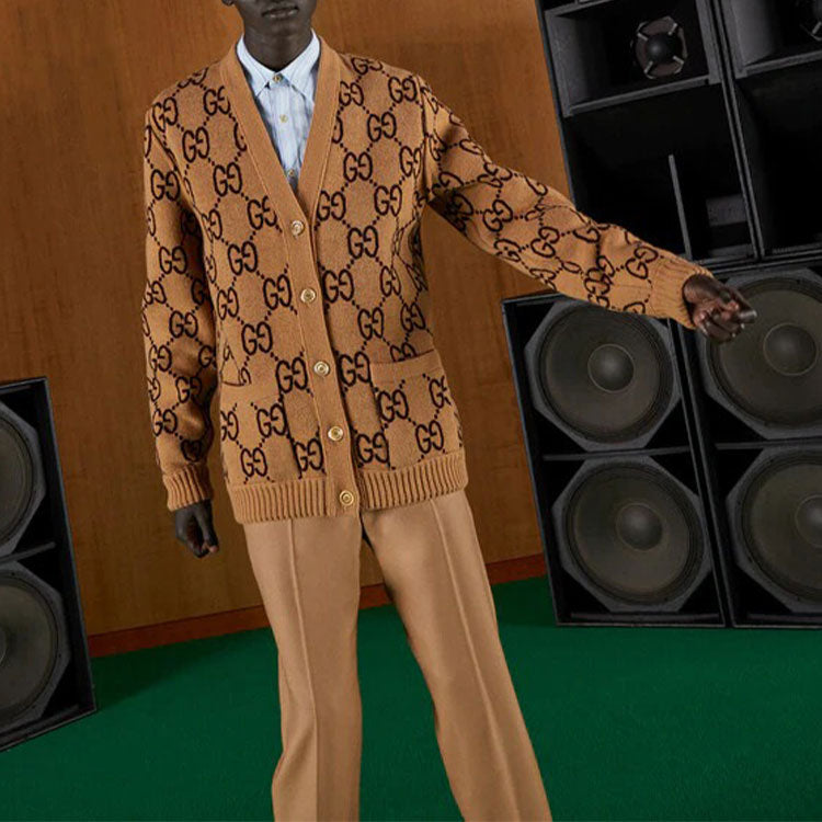 Кардиган Gucci Reversible Wool Knit Cardigan 'Brown Yellow' 696576-XKCFX-2378, коричневый — фото 4