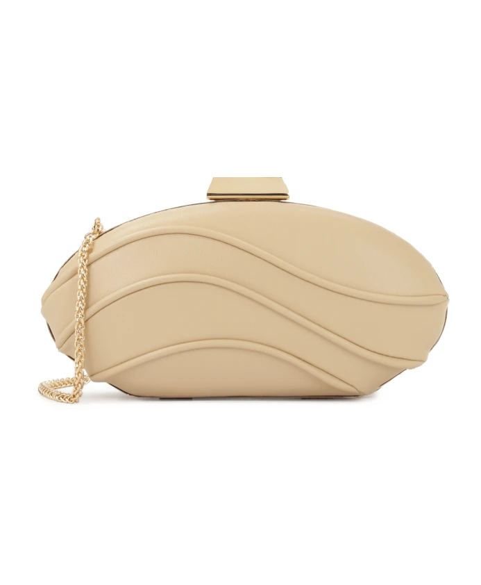 

Авангардная сумочка-клатч с выгравированным логотипом. Kazar, бежевый