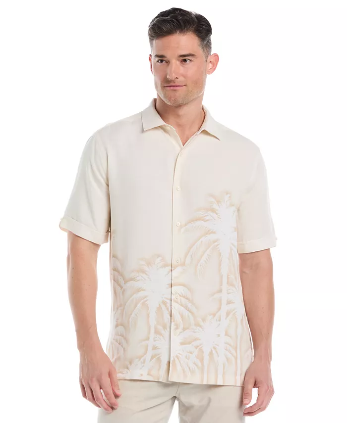 

Мужская батиковая рубашка с принтом пальм с короткими рукавами на пуговицах Cubavera, белый