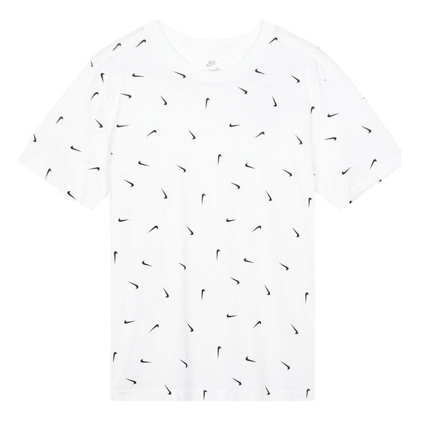 

Футболка Men's Nike Logo Full Print Round Neck Pullover Short Sleeve White T-Shirt, белый