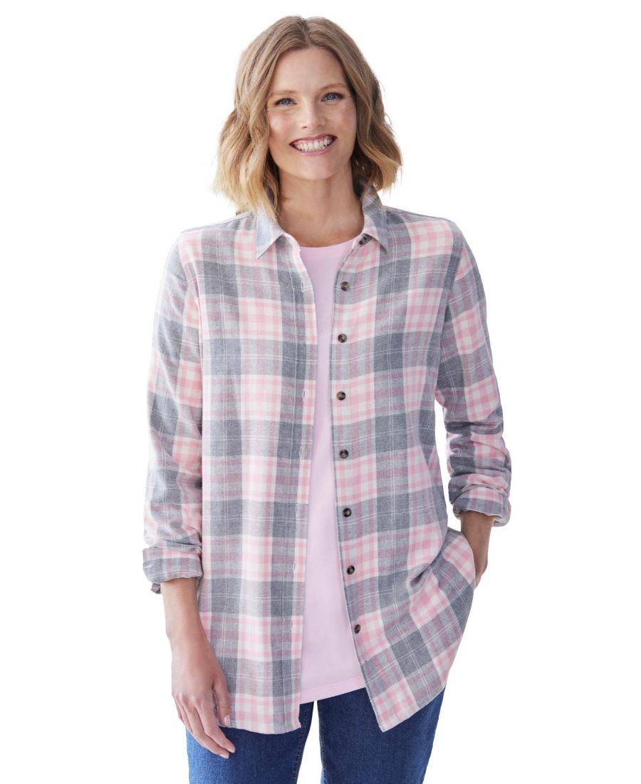 

Классическая фланелевая рубашка больших размеров Woman Within, Pink sorbet plaid