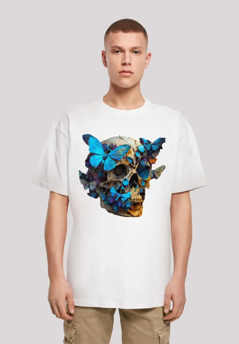 

F4NT4STIC Футболка "Butterfly Skull OVERSIZE TEE", принт, белый