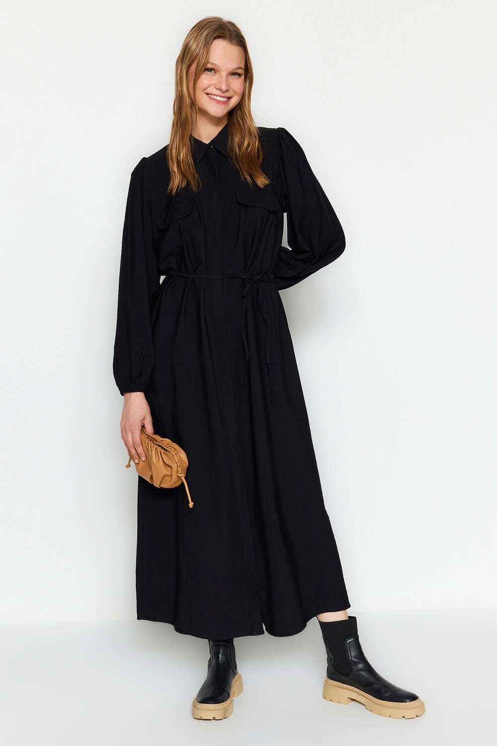 

Платье - Черное - Свободное Trendyol Modest, черный