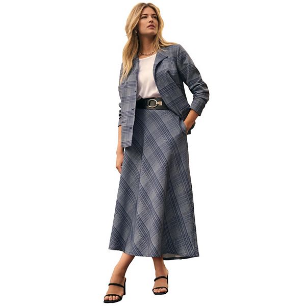 

Юбка-колокол plus size bi-stretch Jessica London, Navy Refined Plaid