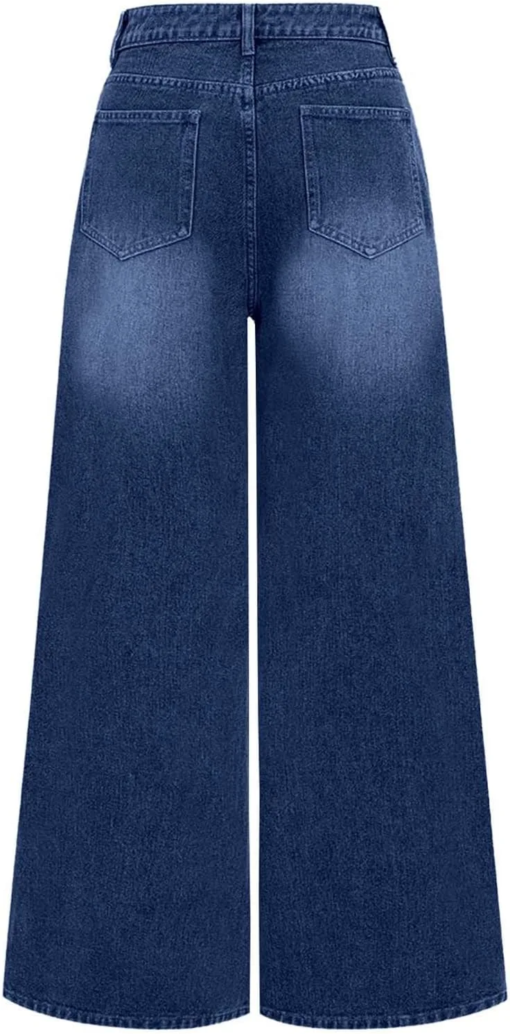 Женские джинсы wide leg с высокой посадкой и мягким свободным кроем — фото 2