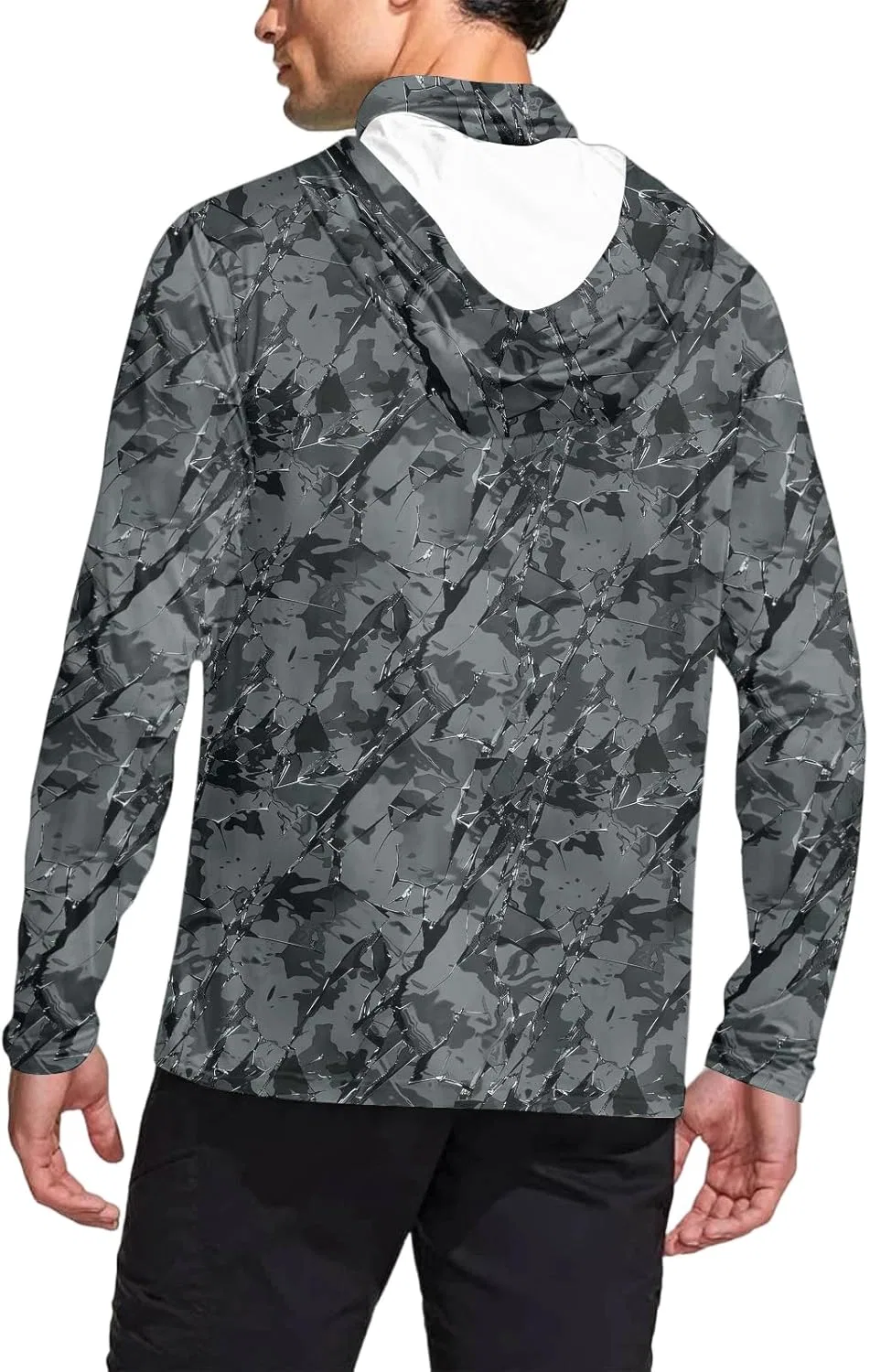 Мужская футболка с капюшоном и маской UPF 50+, 02-dark Gray — фото 4
