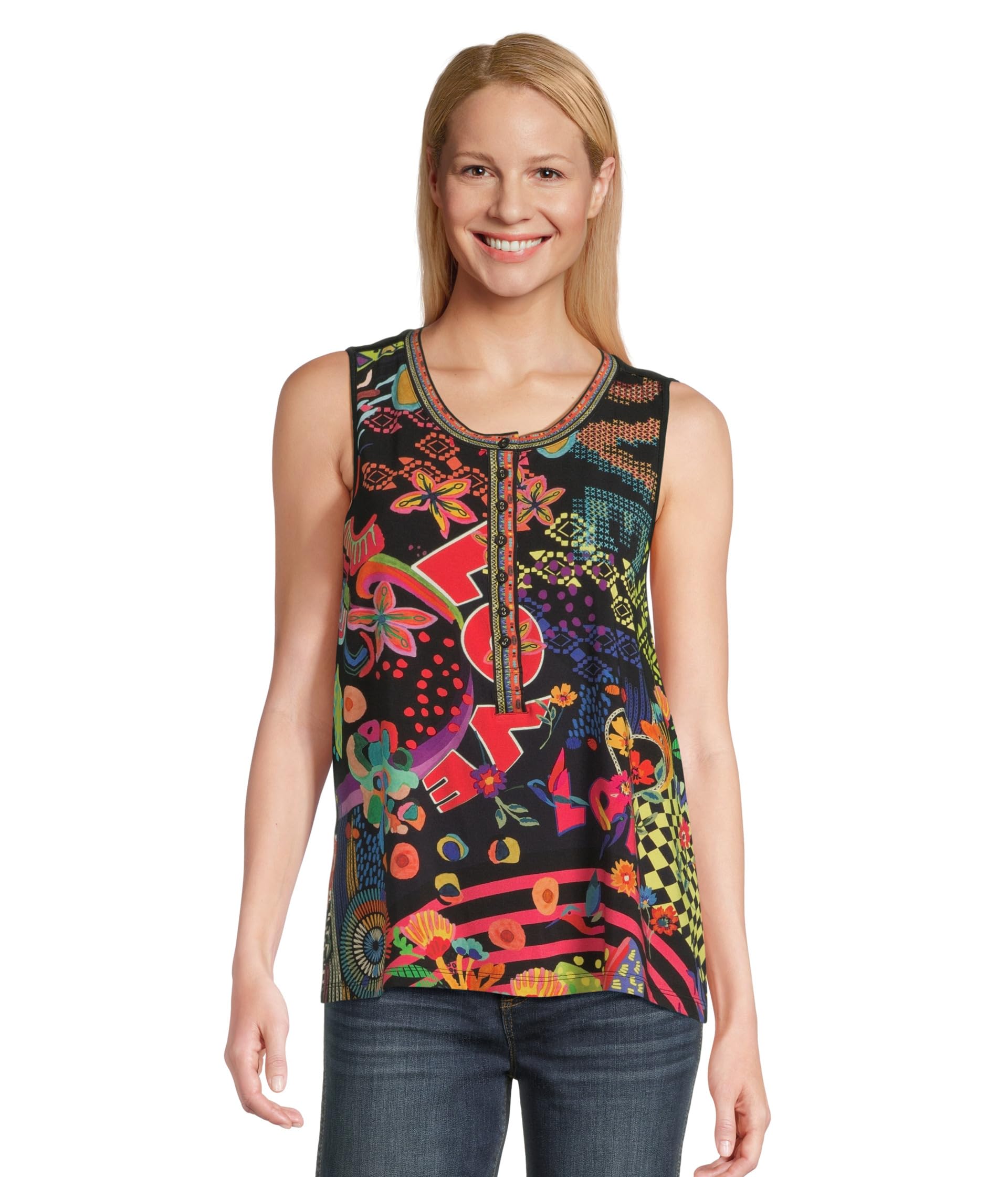 

Топ Johnny Was The Janie Favorite Henley Swing Tank- Jenny, Jenny Scarf