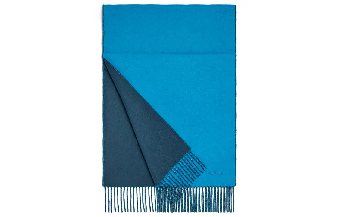 HERMES Вязаный шарф мужской небесно-голубой морской синий, Sky Blue Marine Blue — фото 3