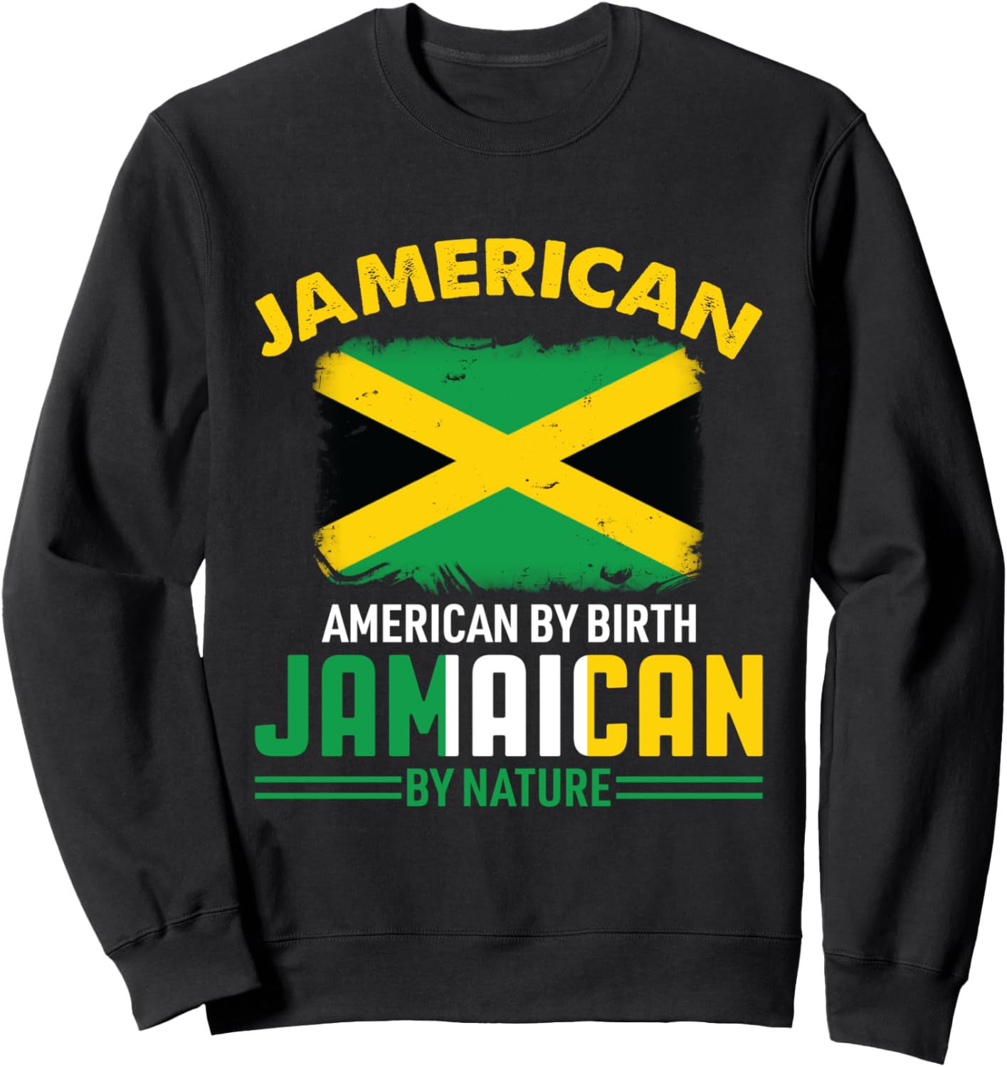 

Винтажная толстовка ко Дню независимости Ямайки с американским и ямайским флагами Vintage Jamaican Flag Jamaica Independence Day Tee, черный