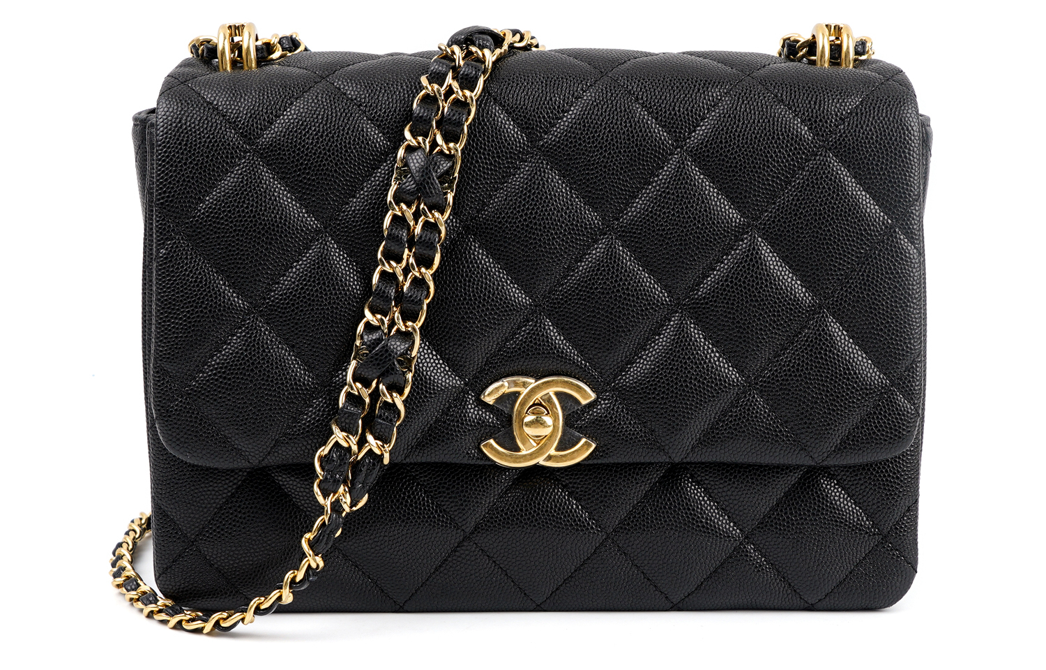 CHANEL 22К осенне-зимняя женская сумка из личи кожи с клапаном через плечо кроссбоди черная — фото 2