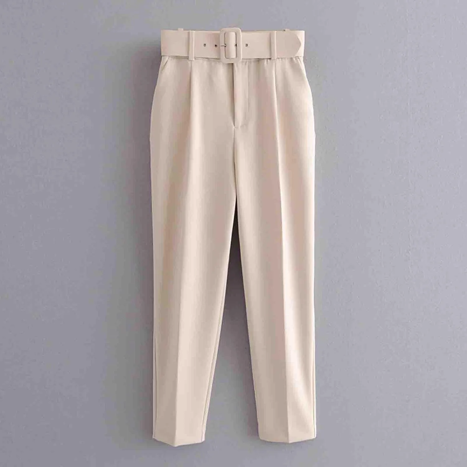 Брюки для женщин Work High Waisted, деловые повседневные брюки Business Casual, Slim Fit, прямые, однотонные, с поясом Generic, белый — фото 2