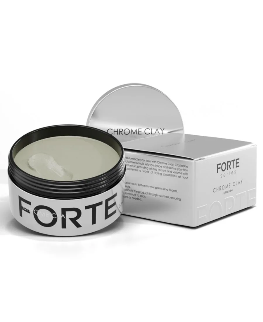 Chrome Clay - Глина для укладки волос с сильной фиксацией и матовым финишем, 70 г Forte Series, серый — фото 2