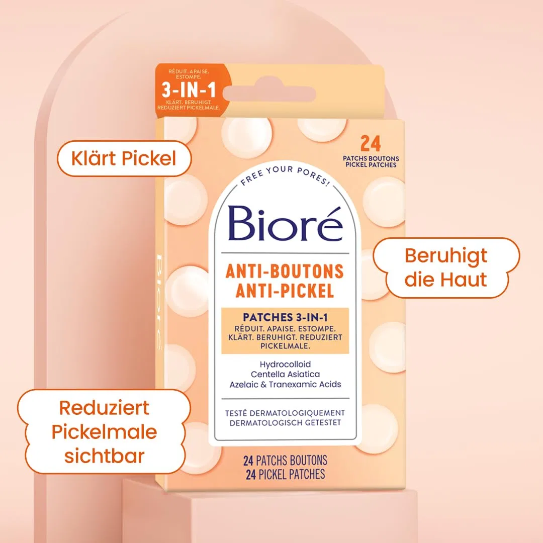 Патчи от прыщей 3 в 1 с гидроколлоидом и центеллой азиатской от Bioré Bioré, Orange — фото 3