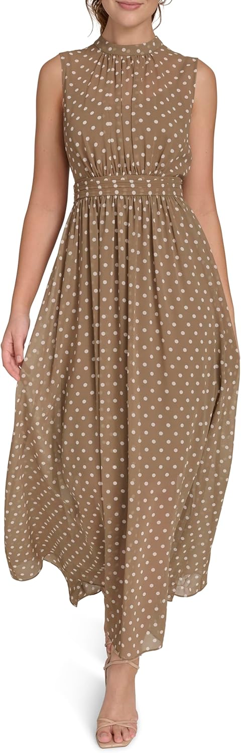 

Женское элегантное платье макси без рукавов от Tommy Hilfiger, Caribou /Ivory