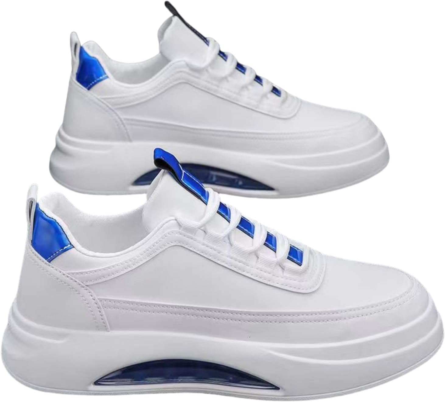 

Мужские модные кроссовки низкого профиля, повседневные прогулочные туфли с противоскользящей подошвой, подходят для путешествий, фитнеса и работы Khwfjas, белый/синий