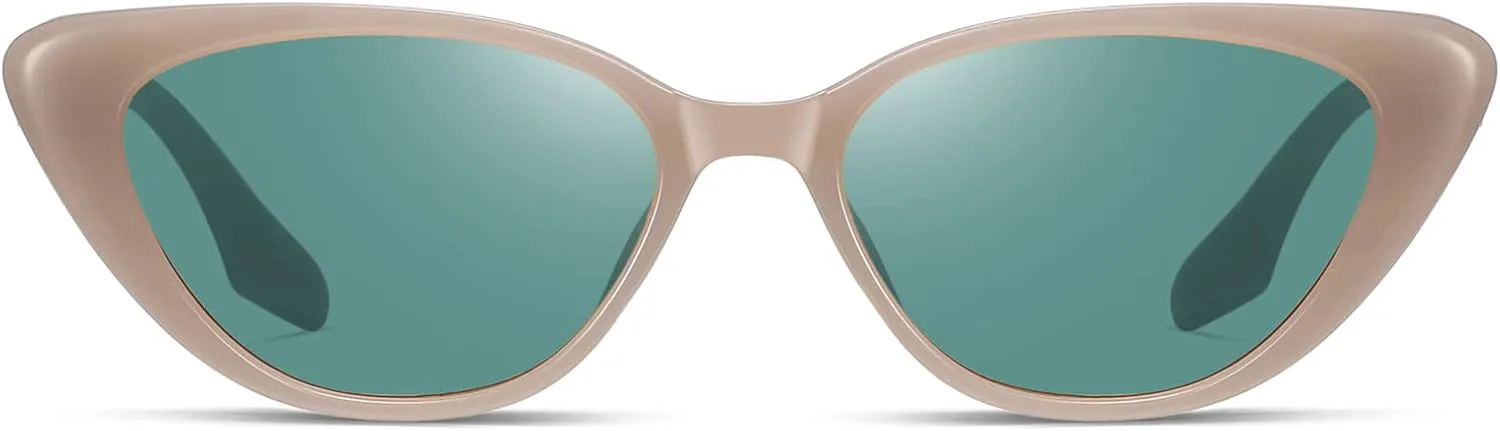 

Ретро-винтажные узкие солнцезащитные очки «кошачий глаз» для женщин в стиле 90-х, небольшие, стильные, модные, с защитой UV400, модель FZN7514 Fozono, Brown / Green