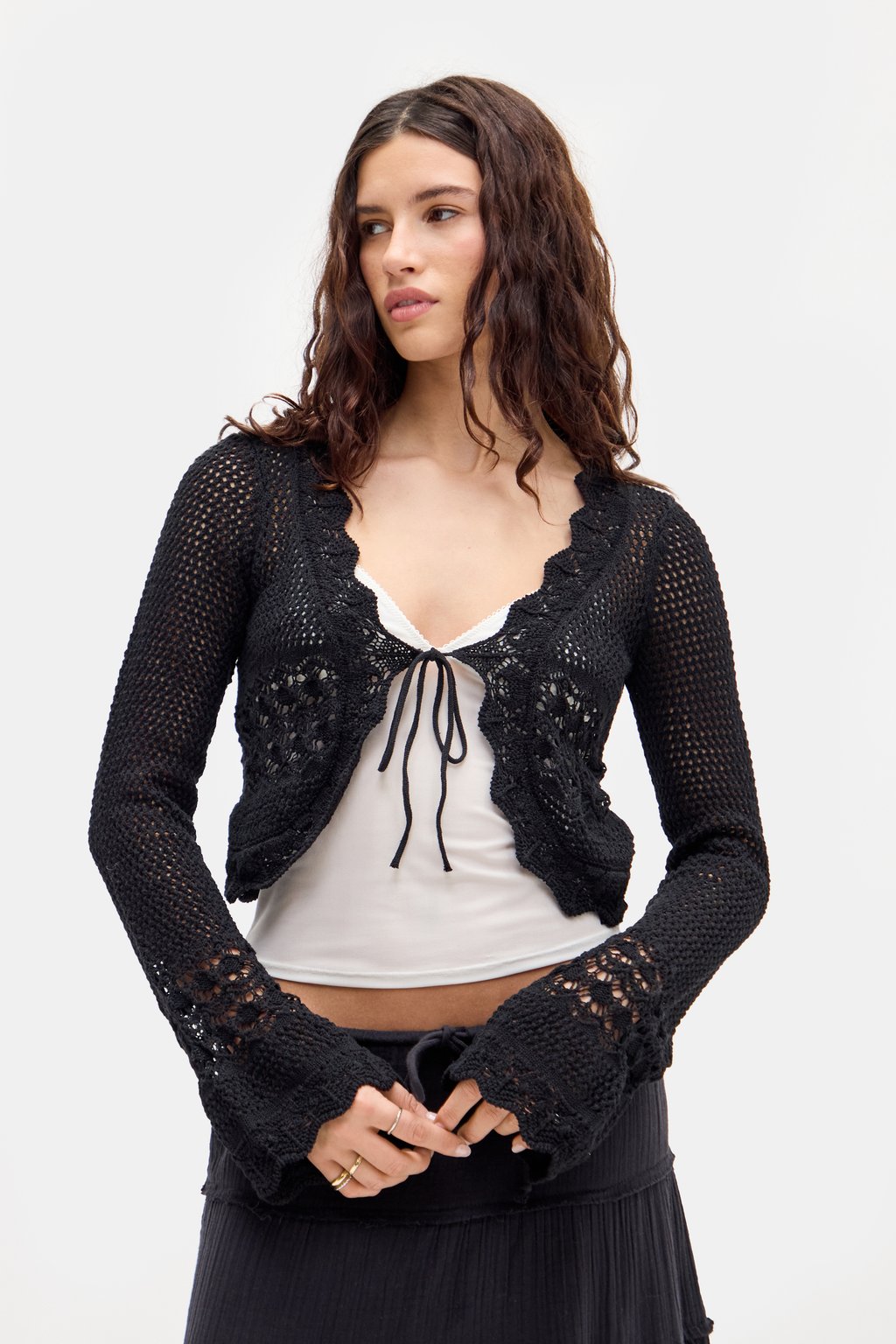 

Кардиган TIE FRONT BDG Urban Outfitters, черный