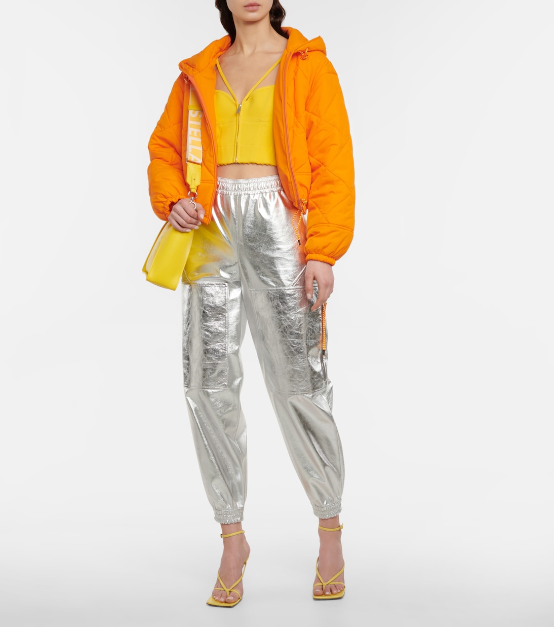 Стеганая техническая куртка с капюшоном Stella McCartney, Bright Orange — фото 2