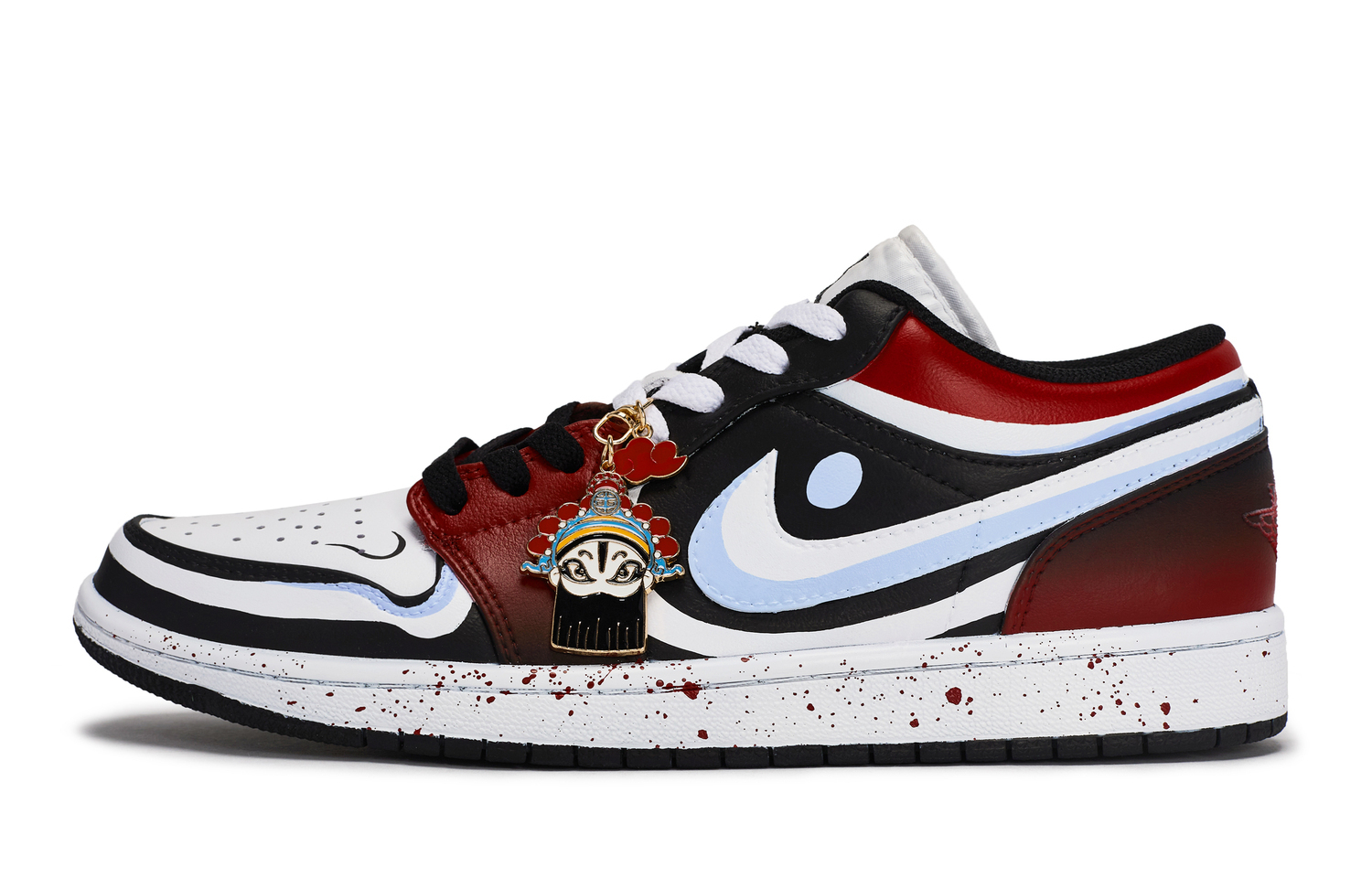 

Air 1 811 Manufacturing, Peking Opera Facial Design Abrasion Resistant Low top Vintage Basketball Shoes Jordan, черный белый красный