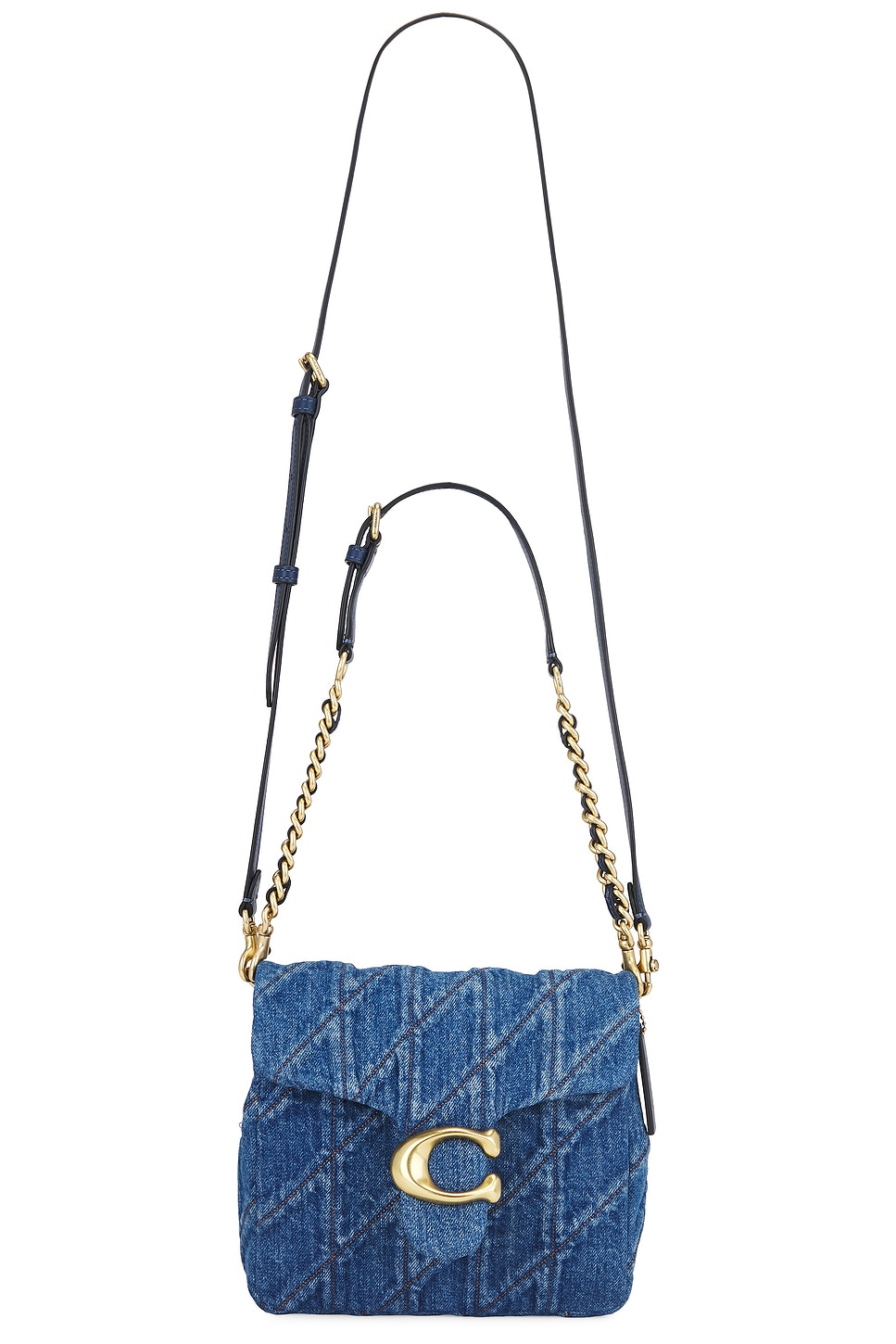 

Стеганая джинсовая сумка Times Square Tabby от Coach, deep blue