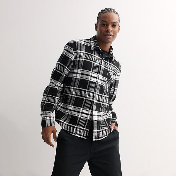 

Мужская фланелевая рубашка с длинным рукавом Retrofit, Black White